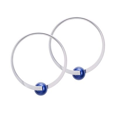 Designer blue pearl twist hoop earring